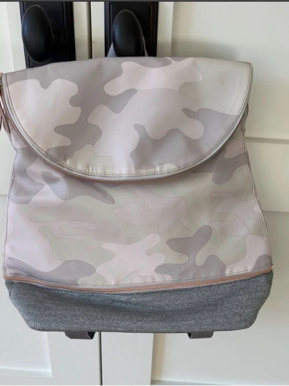 Stella & Dot Soft Camo Backpack in Light Gray and Stone